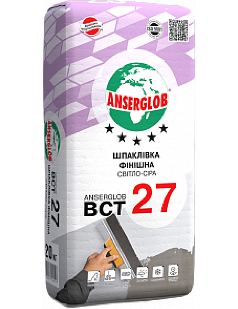 Anserglob ВСТ-27 Шпаклівка фініш сіра 20кг