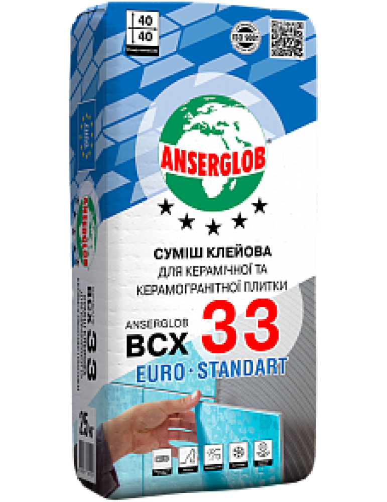 Anserglob ВСХ-33 Суміш клейова для кахелю 25кг
