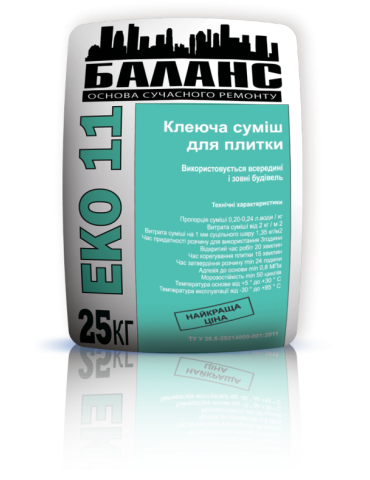 ЕКО-11 Клей для приклеювання плитки 25кг