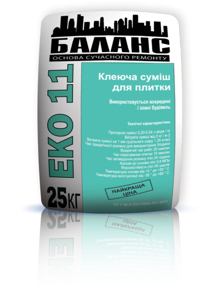 ЕКО-11 Клей для приклеювання плитки 25кг