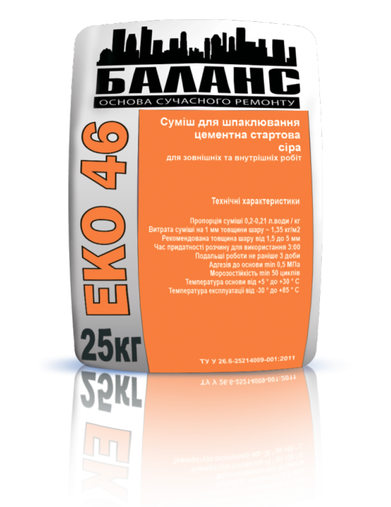 ЕКО-46 Шпаклівка цементна стартова 25кг