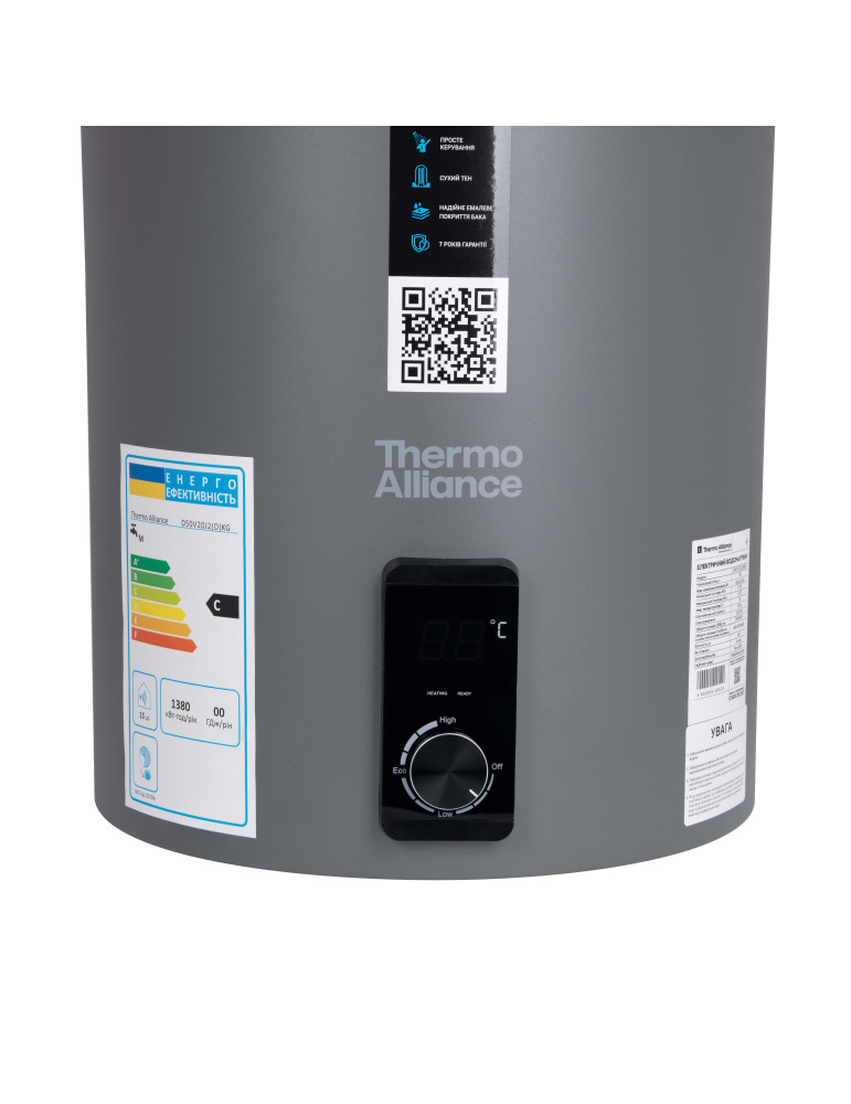 Водонагрівач електричний Thermo Alliance 100 л Grey,  вертикальний, сухий ТЕН 2,0 кВт D100V20J3(D)KG