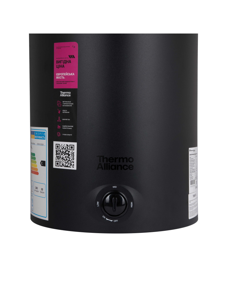 Водонагрівач електричний Thermo Alliance 80 л Black універсальний, мокрий ТЕН 1,5 кВт D80VH15Q3В