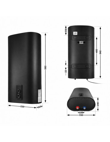 Водонагрівач електричний Thermo Alliance 80 л Black, плоский вертикальний, мокрий ТЕН 2 кВт (0,8+1,2) DT80V20G(PD)/2В