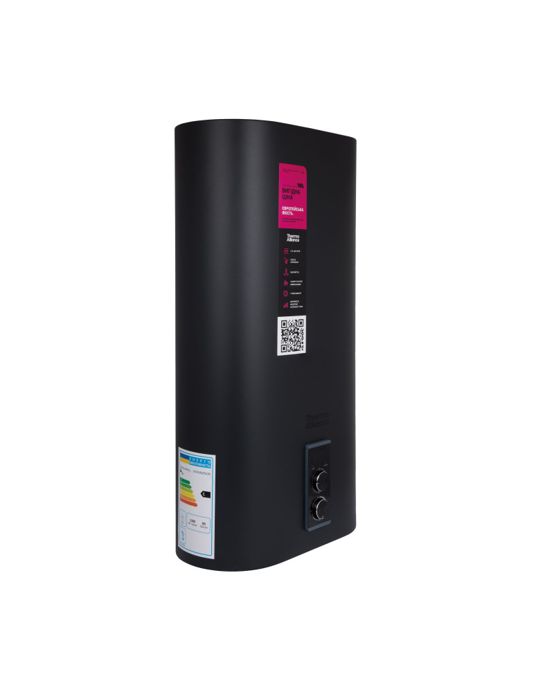 Водонагрівач електричний Thermo Alliance 80 л Black, плоский вертикальний, мокрий ТЕН 2 кВт (0,8+1,2) DT80V20G(PD)/2В