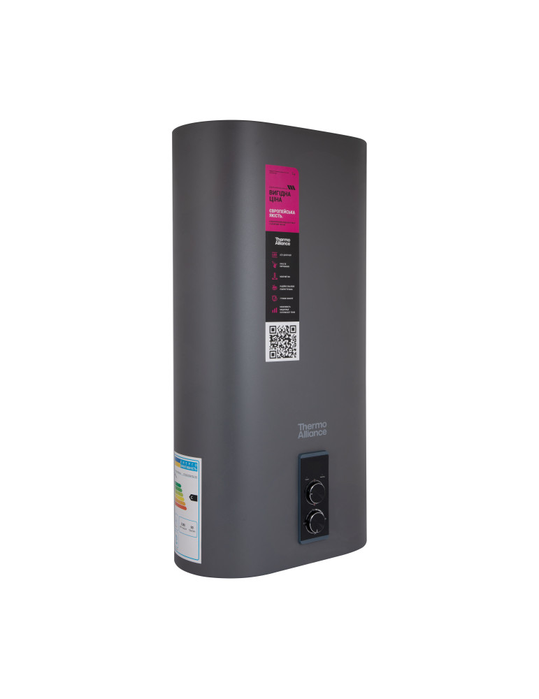 Водонагрівач електричний Thermo Alliance 50 л Grey, плоский вертикальний, мокрий ТЕН 2 кВт (0,8+1,2) DT50V20G(PD)/2G