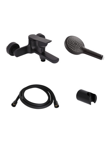 Акційний набір Qtap: Змішувач для душу Slavonice QTSLA259BLM45918+Лійка Rucni QTRUCA120O3KBB+Шланг Hadice QTHADPVCSQ160B+Тримач QT829910842854OB
