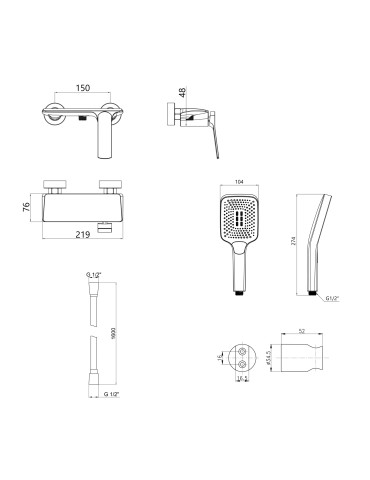 Акційний набір Qtap: Змішувач для душу Slavonice QTSLA266CRM45907+Лійка Rucni QTRUC125CRM45954+Шланг Hadice QTHADPVC160C+Тримач QTCRMA030