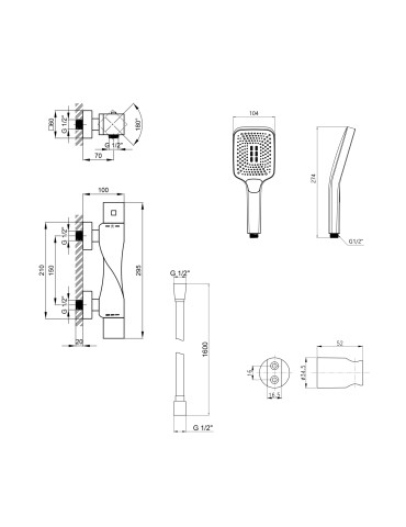 Акційний набір Qtap: Змішувач для душу Zkrouceny QTZKR40T105C+Лійка Rucni QTRUC125CRM45954+Шланг Hadice QTHADPVC160C+Тримач QTCRMA030