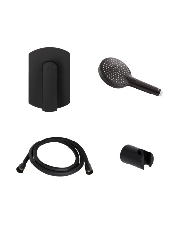 Акційний набір Qtap: Змішувач для душу Slavonice QTSLA267BLM45903+Лійка Rucni QTRUCA120O3KBB+Шланг Hadice QTHADPVCSQ160B+Тримач QT829910842854OB