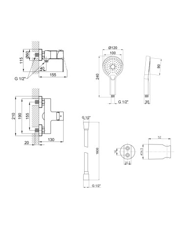 Акційний набір Qtap: Змішувач для душу Lipno QTLIPNO4023101CB +Лійка Rucni QTRUCA120O3KBB+Шланг Hadice QTHADPVCSQ160B + Тримач QT829910842854OB