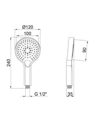Акційний набір Qtap 1+1=3: Лійка Rucni для ручного душу Matt Black округла QTRUCA120O3KBB
