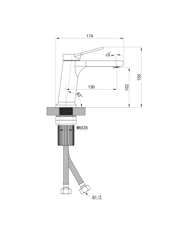 Змішувач для раковини низький Qtap Arvin  QTARV270CRM48638 Chrome
