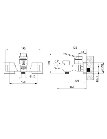 Змішувач для ванни Qtap Arvin з душовим гарнітуром QTARV259CRM48640 Chrome