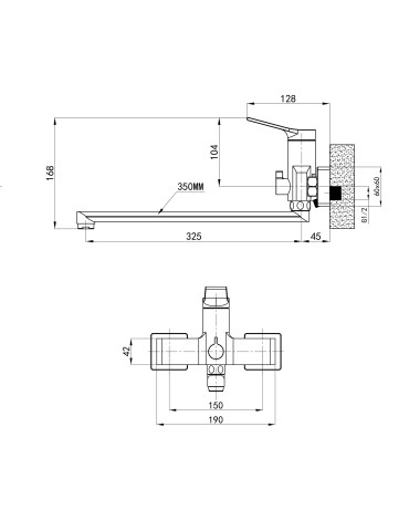 Змішувач для ванни Qtap Arvin з довгим поворотним виливом та душовим гарнітуром QTARV260CRM48641 Chrome