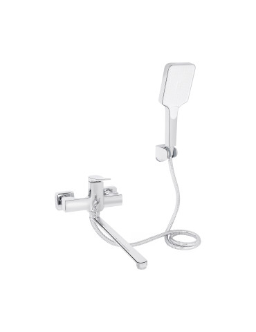 Змішувач для ванни Qtap Nando з довгим поворотним виливом та душовим гарнітуром QTNAN260CRM48652 Chrome