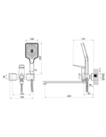 Змішувач для ванни Qtap Nando з довгим поворотним виливом та душовим гарнітуром QTNAN260CRM48652 Chrome