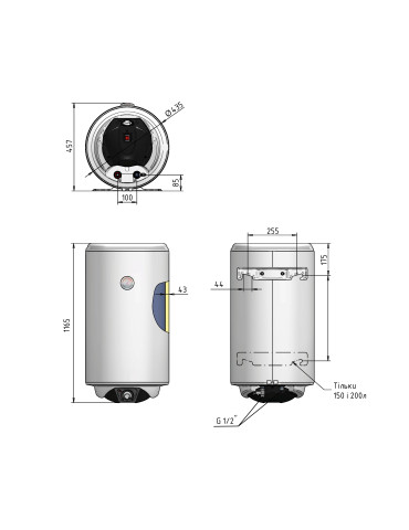 Водонагрівач електричний  Thermo Alliance Spectra 120 л вертикальний, сухі ТЕНи 2,0 кВт, d 435 мм