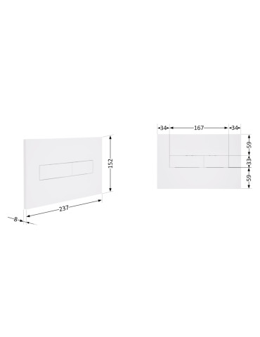 Клавіша змиву Qtap Standard 152x236x28 мм, White, лінійна QTSTD164W49471