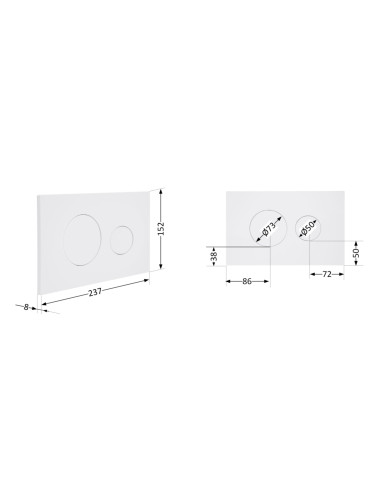 Клавіша змиву Qtap Standard 152x236x28 мм, White, кругла QTSTD164W49468