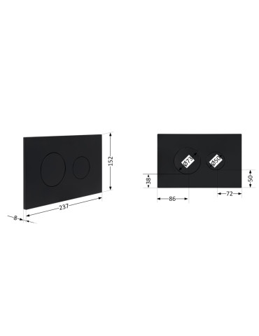 Клавіша змиву Qtap Standard 152x236x28 мм, Matt Black, кругла QTSTD164BLM49470