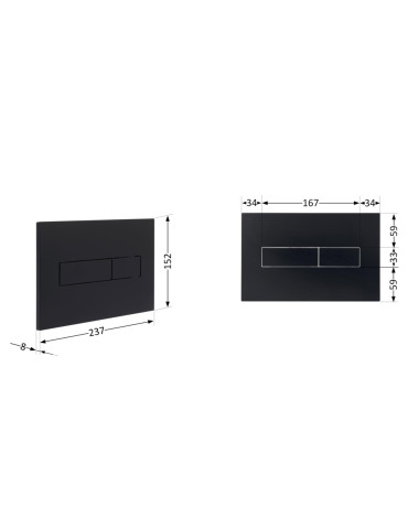 Клавіша змиву Qtap Standard 152x236x28 мм, Matt Black, лінійна QTSTD164BLM49473