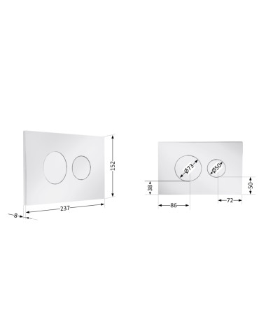 Клавіша змиву Qtap Standard 152x236x28 мм, Chrome, кругла QTSTD164CRM49469