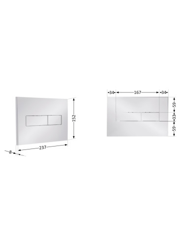 Клавіша змиву Qtap Standard 152x236x28 мм, Chrome, лінійна QTSTD164CRM49472