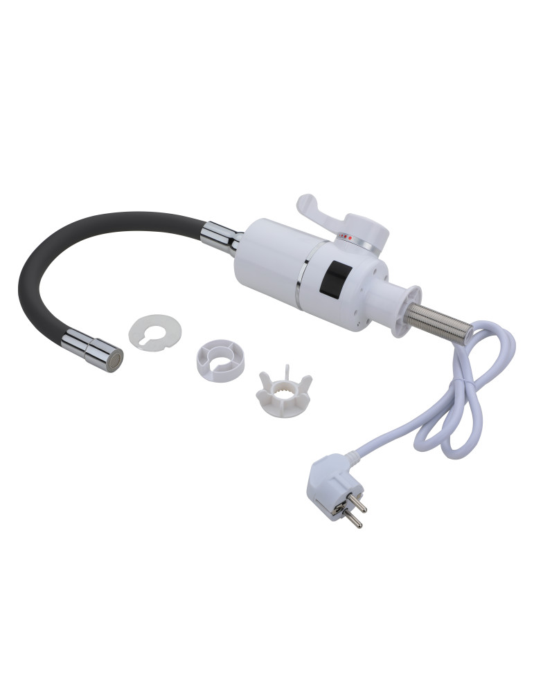 Проточний кран-водонагрівач з гнучким виливом для кухні  Lidz Warm 065  LDWAR065BLA49095 White/Black