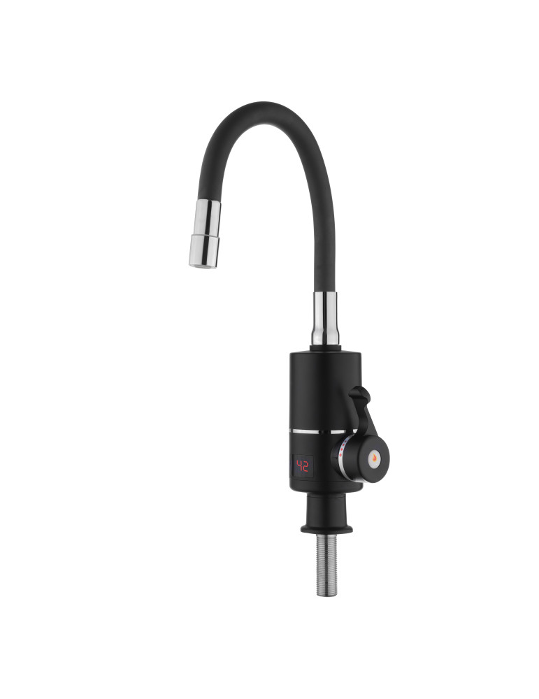 Проточний кран-водонагрівач з гнучким виливом для кухні  Lidz Warm 064  LDWAR064GRE49094 Black/Grey