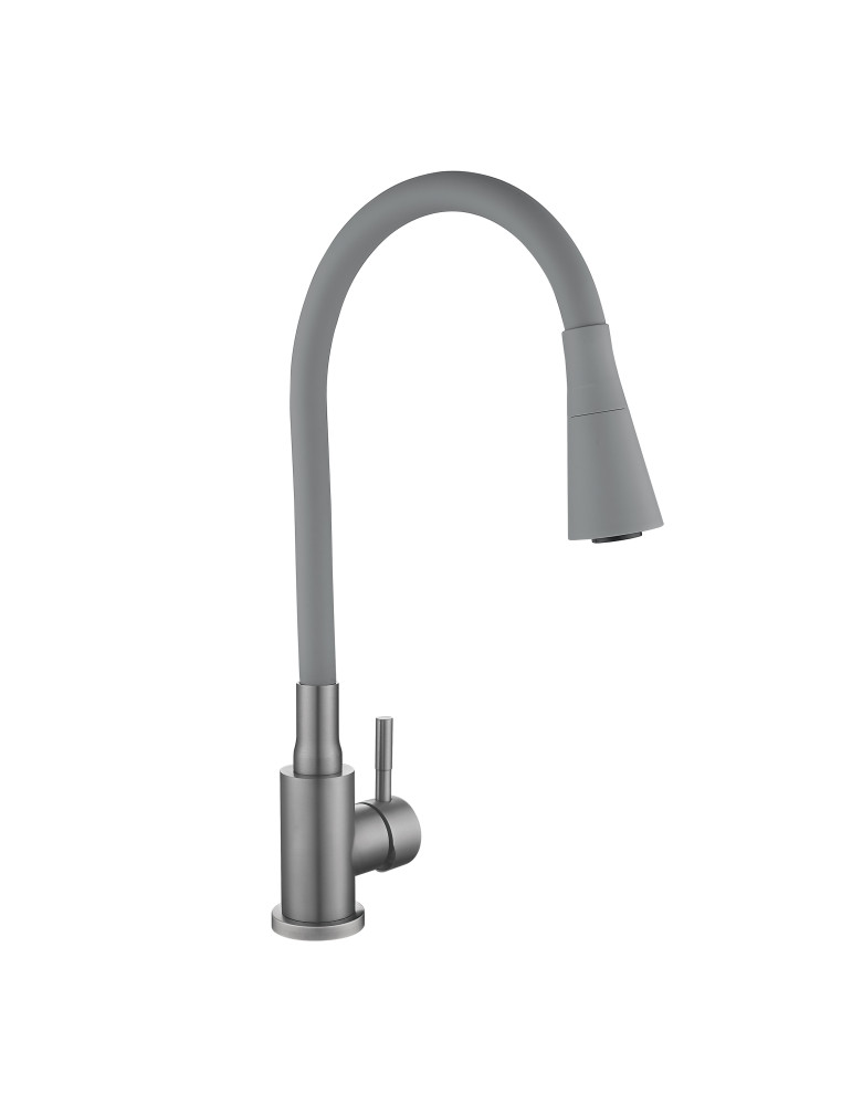 Змішувач для кухні Lidz Aria 015F31 (k35) з гнучким виливом LDARI015F31GGRP49567 Graphite/Grey