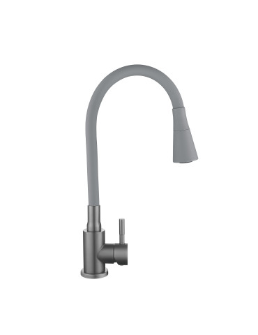 Змішувач для кухні Lidz Aria 015F31 (k35) з гнучким виливом LDARI015F31GGRP49567 Graphite/Grey
