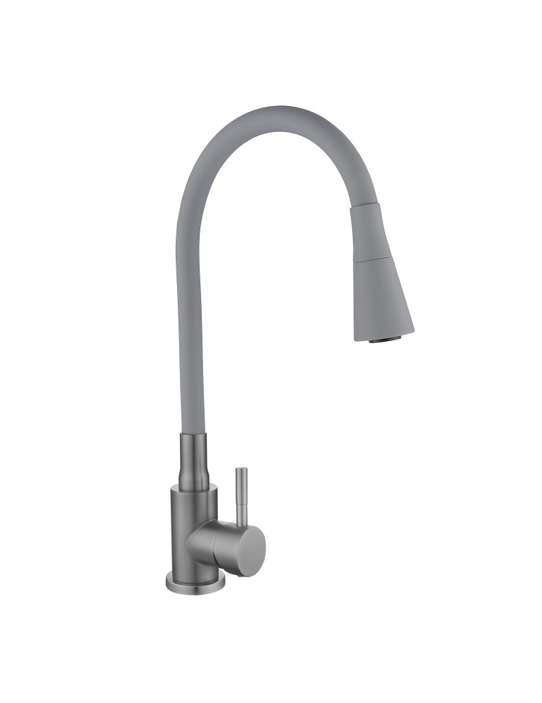 Змішувач для кухні Lidz Aria 015F31 (k35) з гнучким виливом LDARI015F31GGRP49567 Graphite/Grey