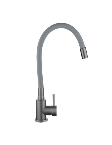Змішувач для кухні Lidz Aria 015F3 (k35) з гнучким виливом LDARI015F3GGRP49565 Graphite/Grey