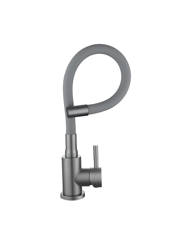 Змішувач для кухні Lidz Aria 015F3 (k35) з гнучким виливом LDARI015F3GGRP49565 Graphite/Grey