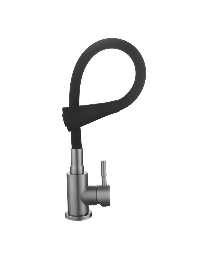 Змішувач для кухні Lidz Aria 015F31 (k35) з гнучким виливом LDARI015F31BGRP49566 Graphite/Black