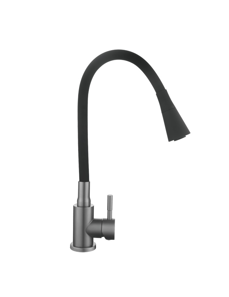 Змішувач для кухні Lidz Aria 015F31 (k35) з гнучким виливом LDARI015F31BGRP49566 Graphite/Black