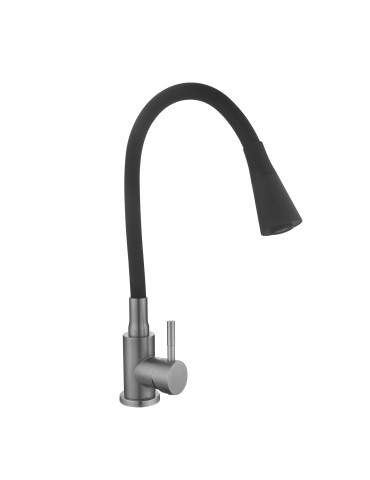 Змішувач для кухні Lidz Aria 015F31 (k35) з гнучким виливом LDARI015F31BGRP49566 Graphite/Black