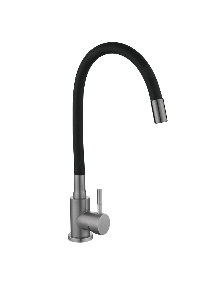 Змішувач для кухні Lidz Aria 015F3 (k35) з гнучким виливом LDARI015F3BGRP49564 Graphite/Black