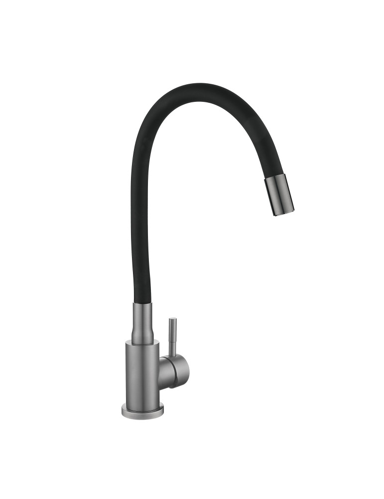 Змішувач для кухні Lidz Aria 015F3 (k35) з гнучким виливом LDARI015F3BGRP49564 Graphite/Black
