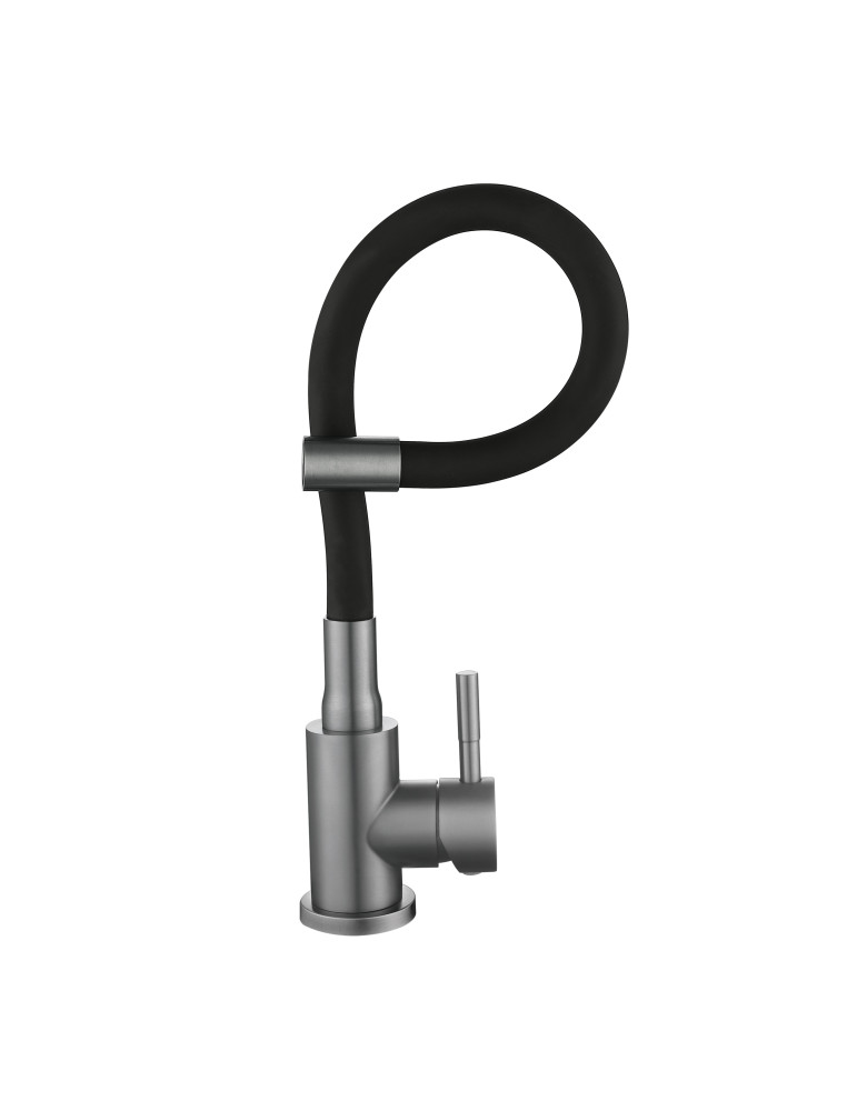 Змішувач для кухні Lidz Aria 015F3 (k35) з гнучким виливом LDARI015F3BGRP49564 Graphite/Black