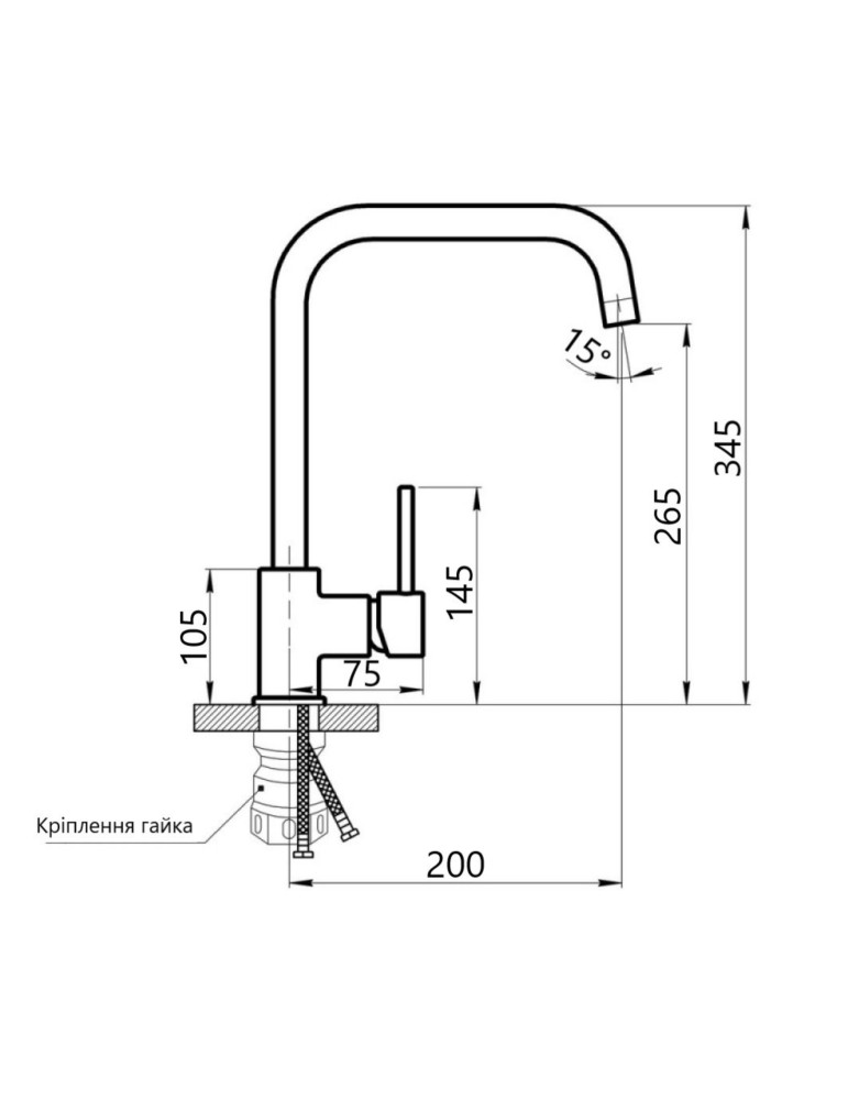 Змішувач для кухні Lidz Aria 015F1 (k35)  LDARI015F1GRP49558 Graphite
