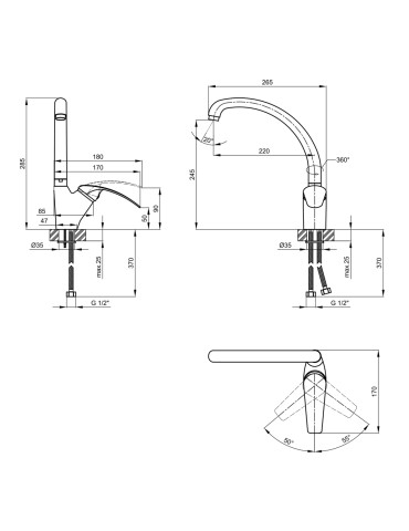 Змішувач для кухні Lidz Mars 007 (k35) LDMAR007CRM34856 Chrome