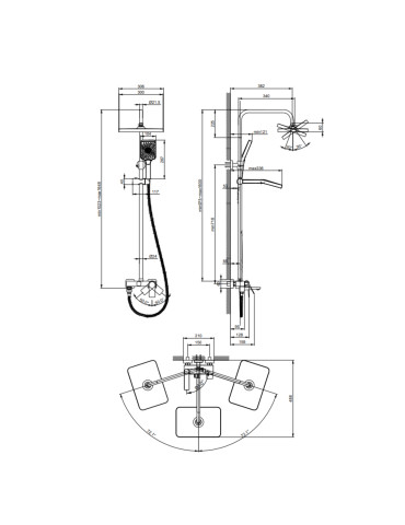 Душова система латунна універсальна Lidz Orion 1030 на три споживача (з виливом) (k35) LDORI1030CRM48092 Chrome