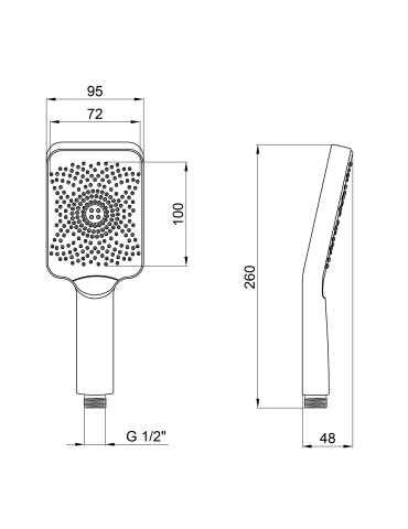 Лійка для ручного душу Lidz Niagara 33 145x95 мм прямокутна LDNIA33GRP48538 Graphite