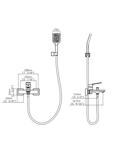 Змішувач для ванни Qtap Capricorn з душовим гарнітуром Chrome (k35) QTCAP3060102C48222