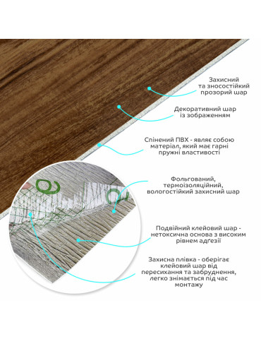 Самоклеюча вінілова плитка в рулоні 600х3000х2мм Каштан Мат SW-00001178