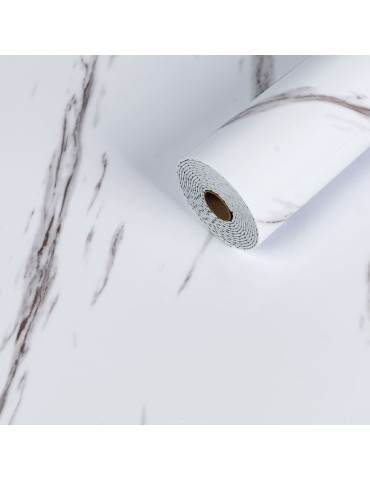 Самоклеюча вінілова плитка в рулоні 600х3000х2мм Білий мармур з прожилками Глянсова SW-00001285
