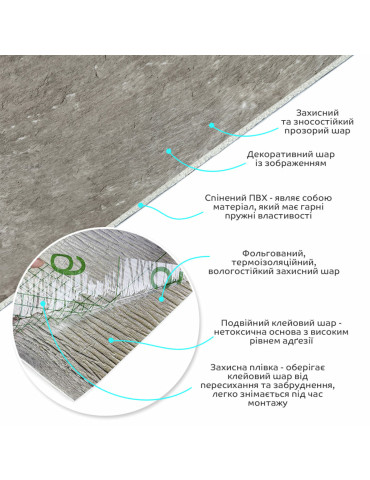 Самоклеюча вінілова плитка в рулоні 600х3000х2мм Сірий мармур Глянсова SW-00001286