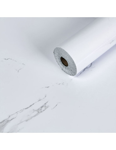 Самоклеюча вінілова плитка в рулоні 600х3000х2мм Білий повітряний мармур Глянсова SW-00001287